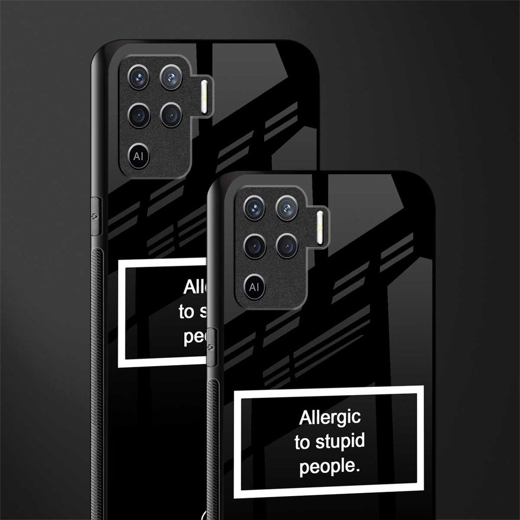 allergic to stupid people black glass case for oppo f19 pro image-2