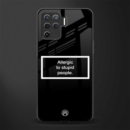 allergic to stupid people black glass case for oppo f19 pro image