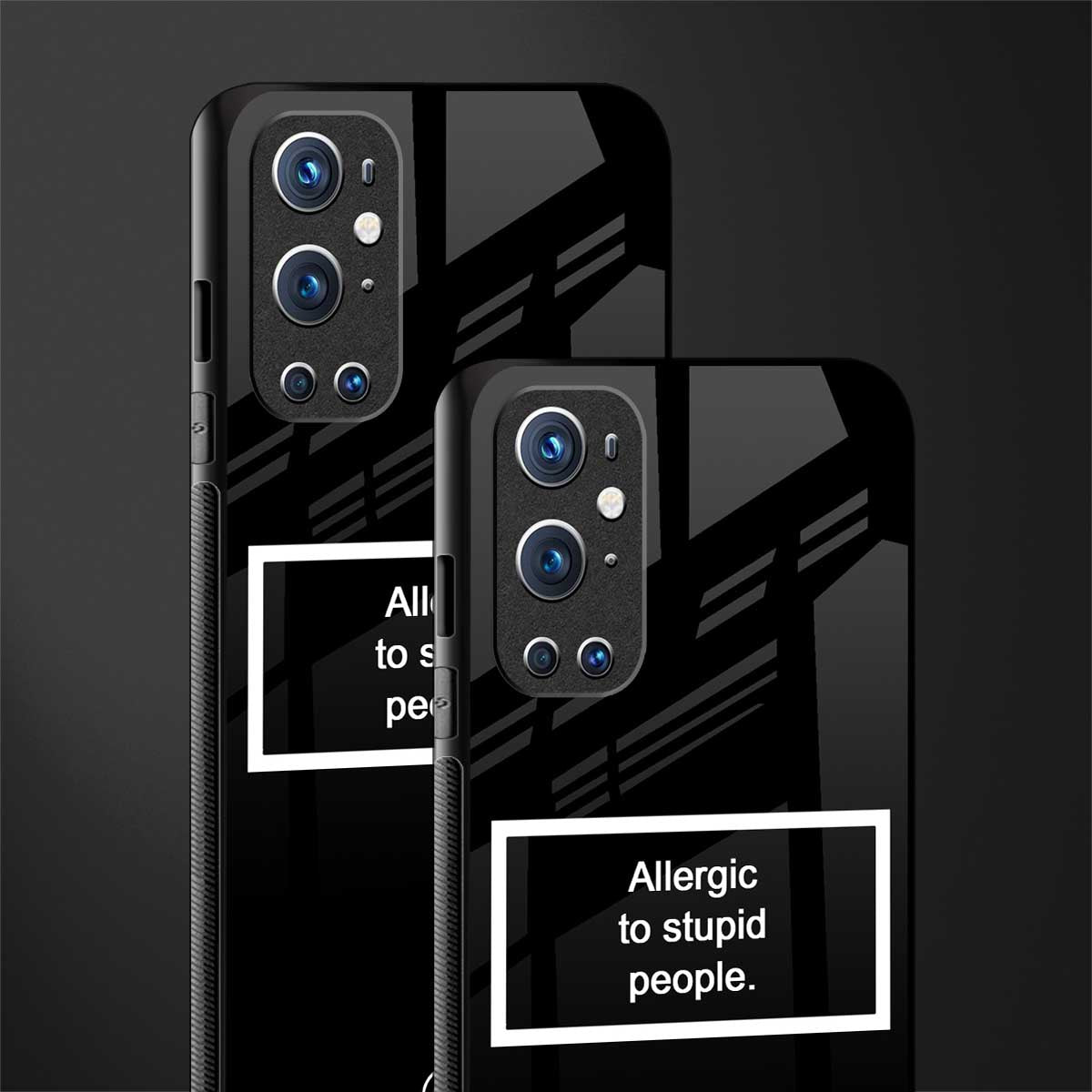 allergic to stupid people black glass case for oneplus 9 pro image-2