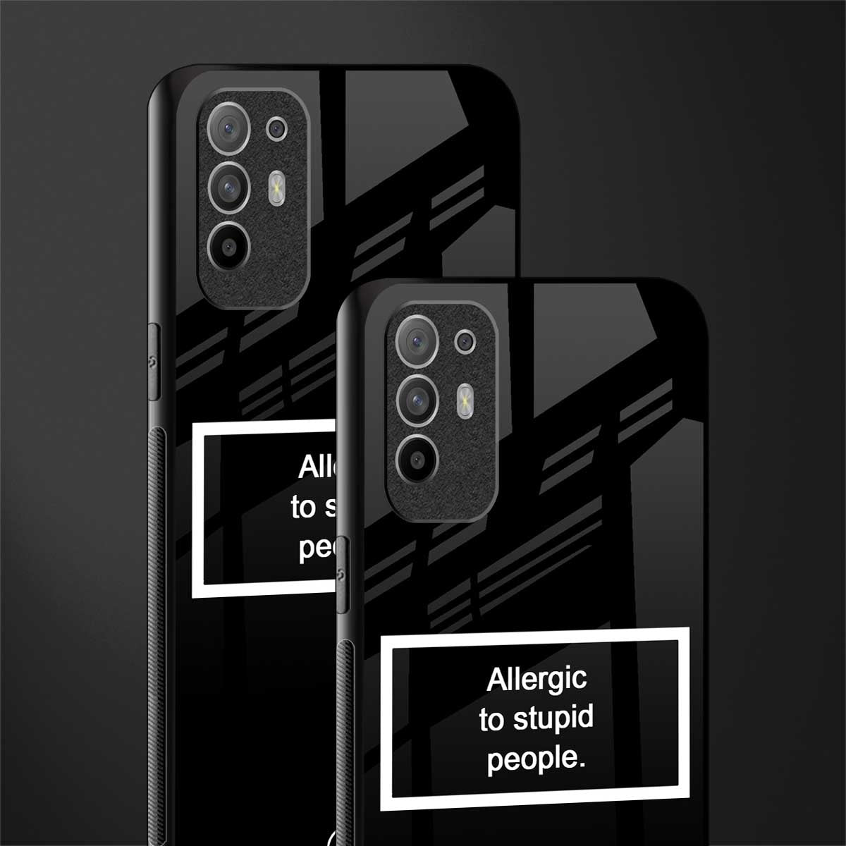 allergic to stupid people black glass case for oppo f19 pro plus image-2