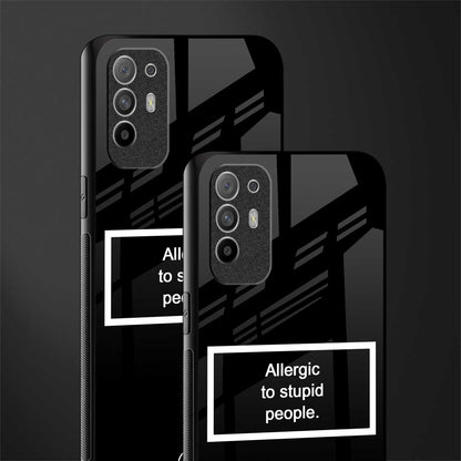 allergic to stupid people black glass case for oppo f19 pro plus image-2