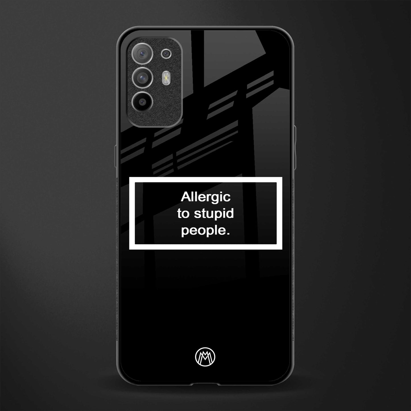 allergic to stupid people black glass case for oppo f19 pro plus image