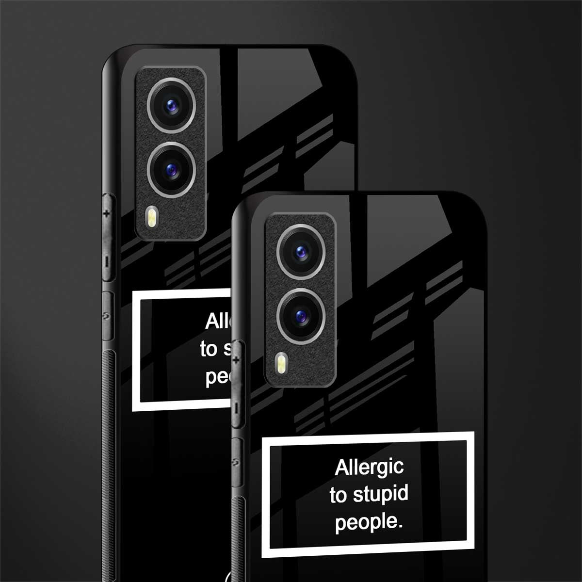 allergic to stupid people black glass case for vivo v21e 5g image-2