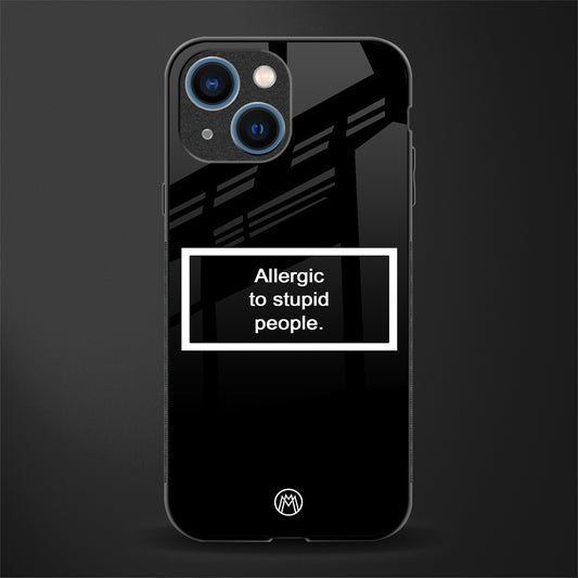 allergic to stupid people black glass case for iphone 13 mini image