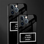 allergic to stupid people black glass case for iphone 12 pro image-2