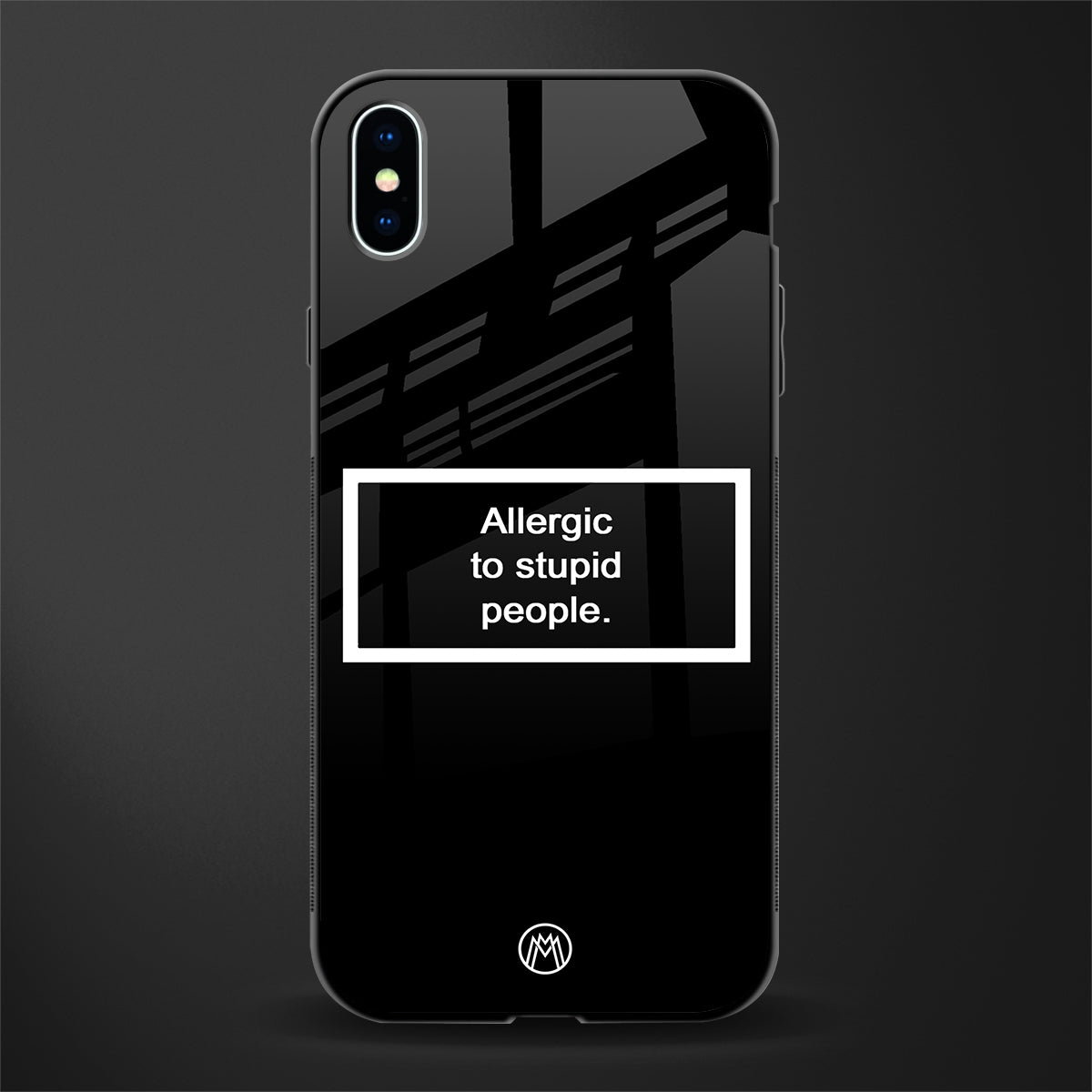 allergic to stupid people black glass case for iphone xs max image