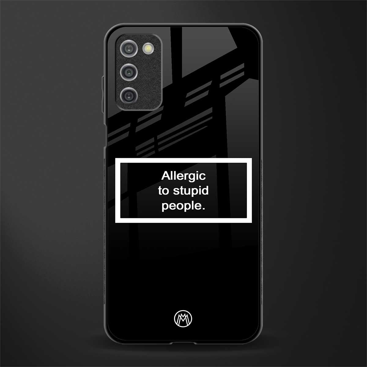 allergic to stupid people black glass case for samsung galaxy a03s image