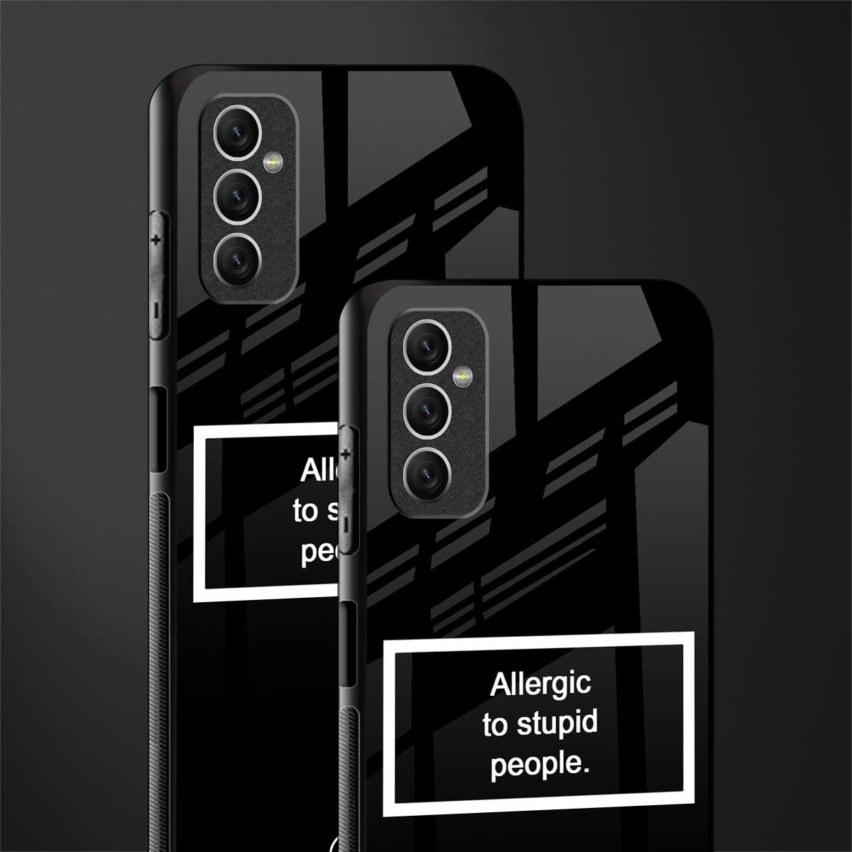 allergic to stupid people black glass case for samsung galaxy m52 5g image-2