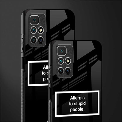 allergic to stupid people black glass case for redmi 10 prime image-2