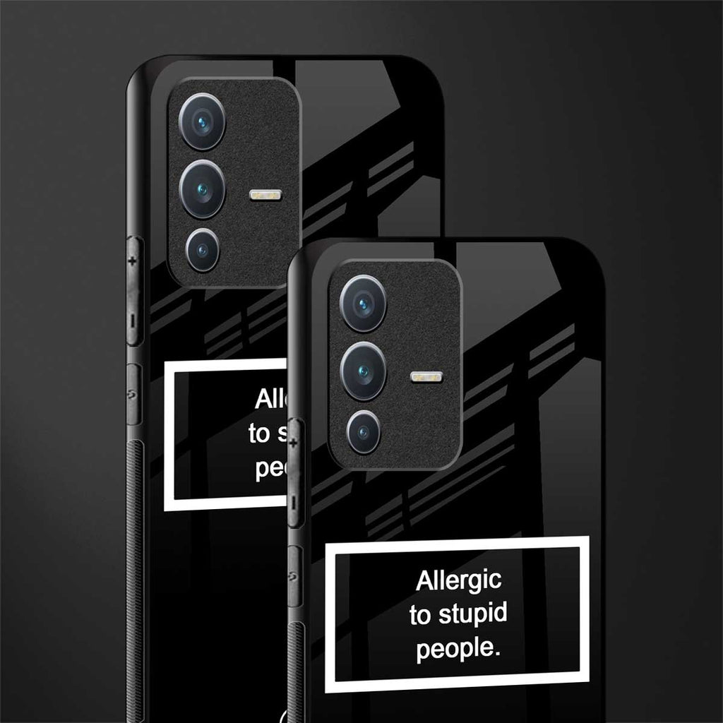 allergic to stupid people black glass case for vivo v23 5g image-2