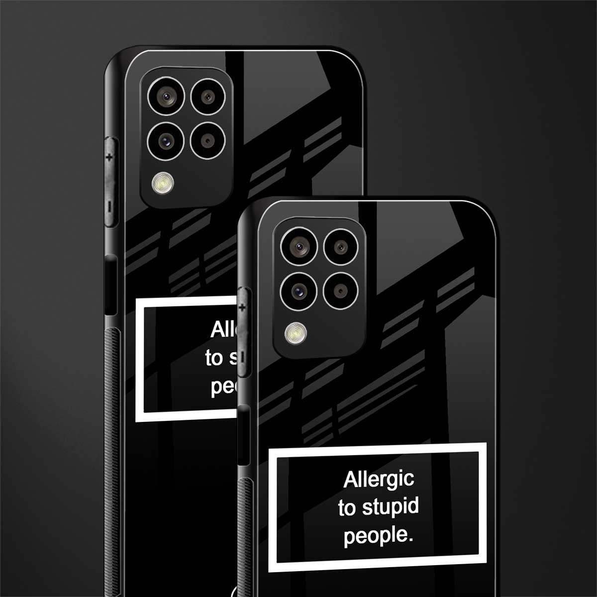 allergic to stupid people black back phone cover | glass case for samsung galaxy m33 5g