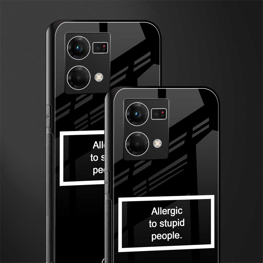 allergic to stupid people black back phone cover | glass case for oppo f21 pro 4g