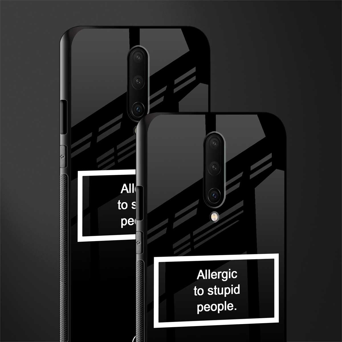 allergic to stupid people black glass case for oneplus 7 pro image-2