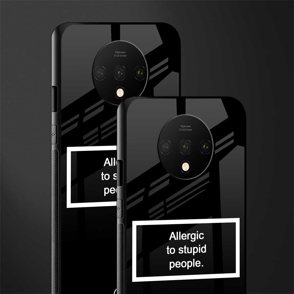 allergic to stupid people black glass case for oneplus 7t image-2