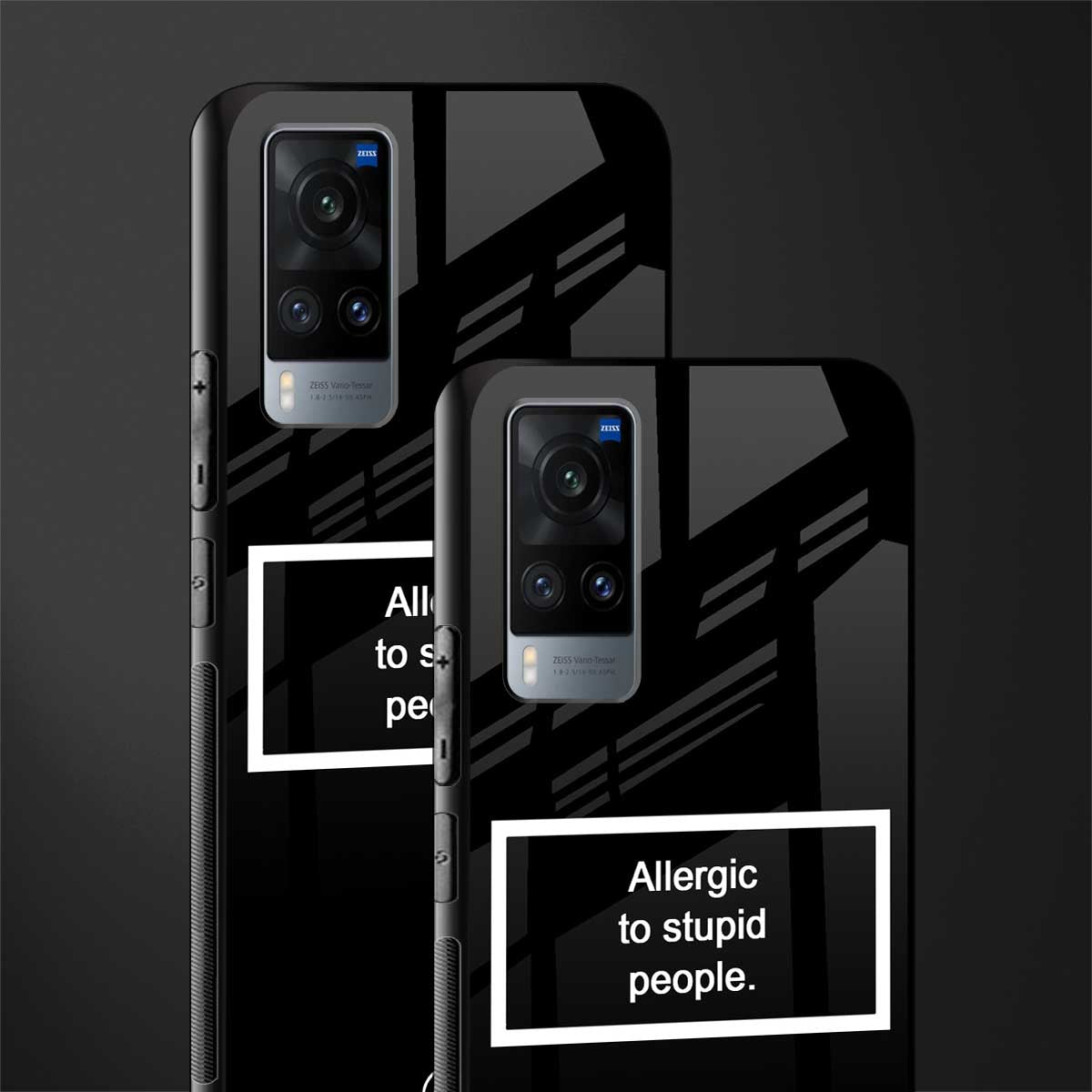 allergic to stupid people black glass case for vivo x60 image-2