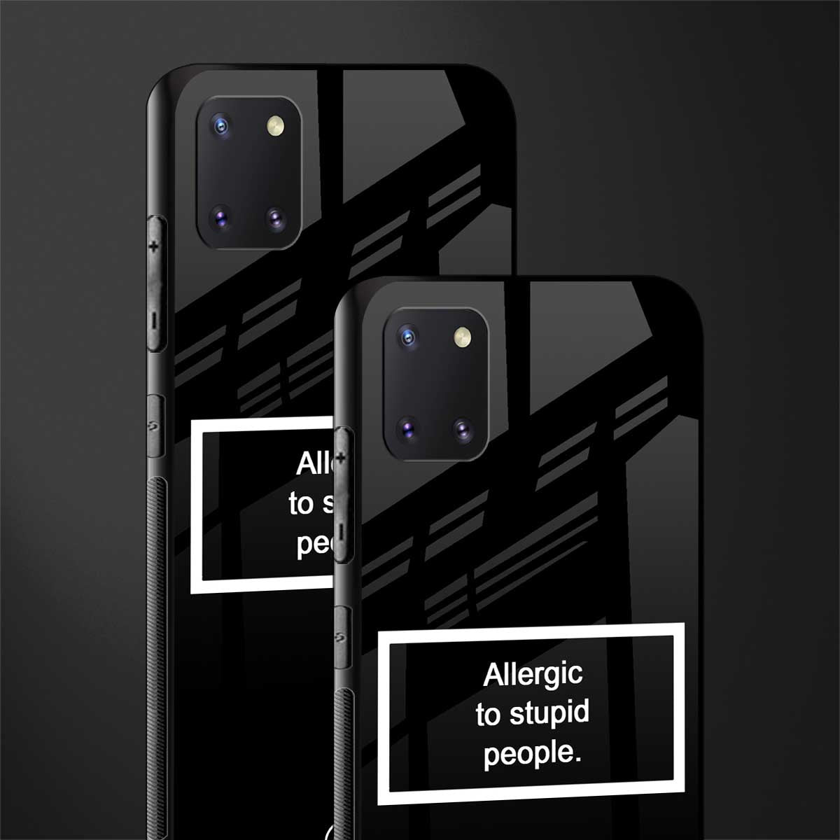 allergic to stupid people black glass case for samsung a81 image-2