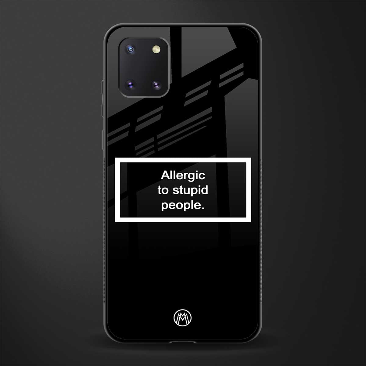 allergic to stupid people black glass case for samsung a81 image