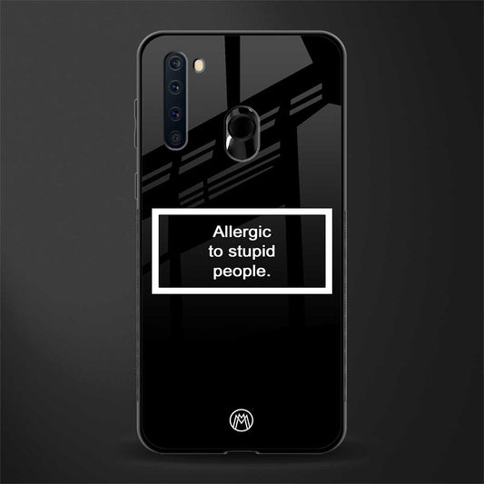 allergic to stupid people black glass case for samsung a21 image