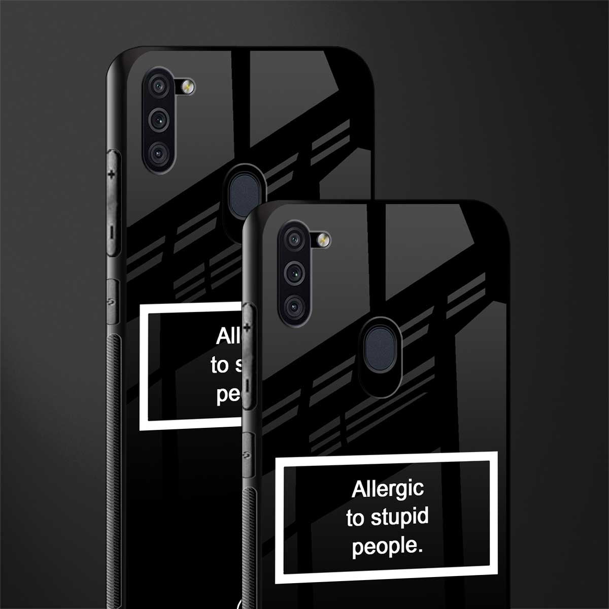 allergic to stupid people black glass case for samsung a11 image-2