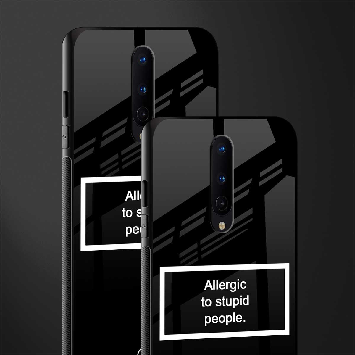 allergic to stupid people black glass case for oneplus 8 image-2
