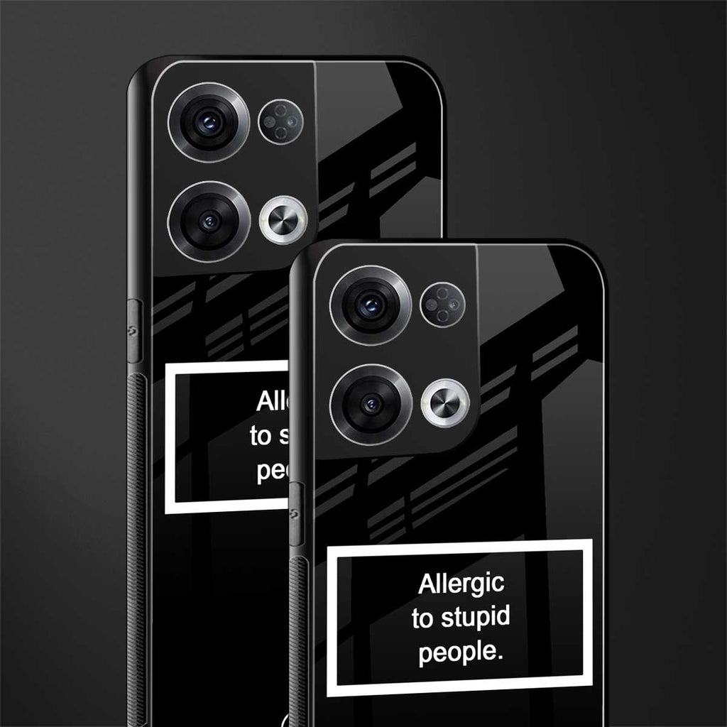 allergic to stupid people black back phone cover | glass case for oppo reno 8 pro
