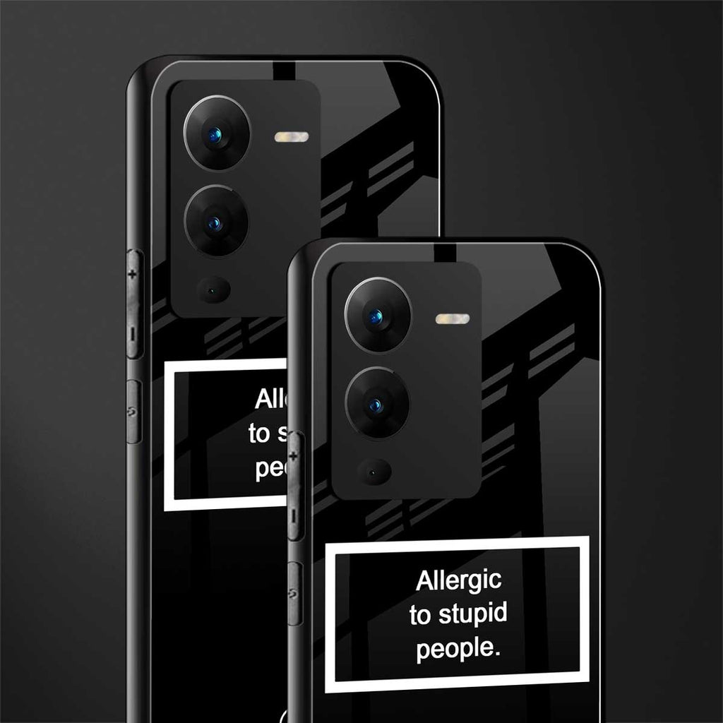 allergic to stupid people black back phone cover | glass case for vivo v25 pro 5g