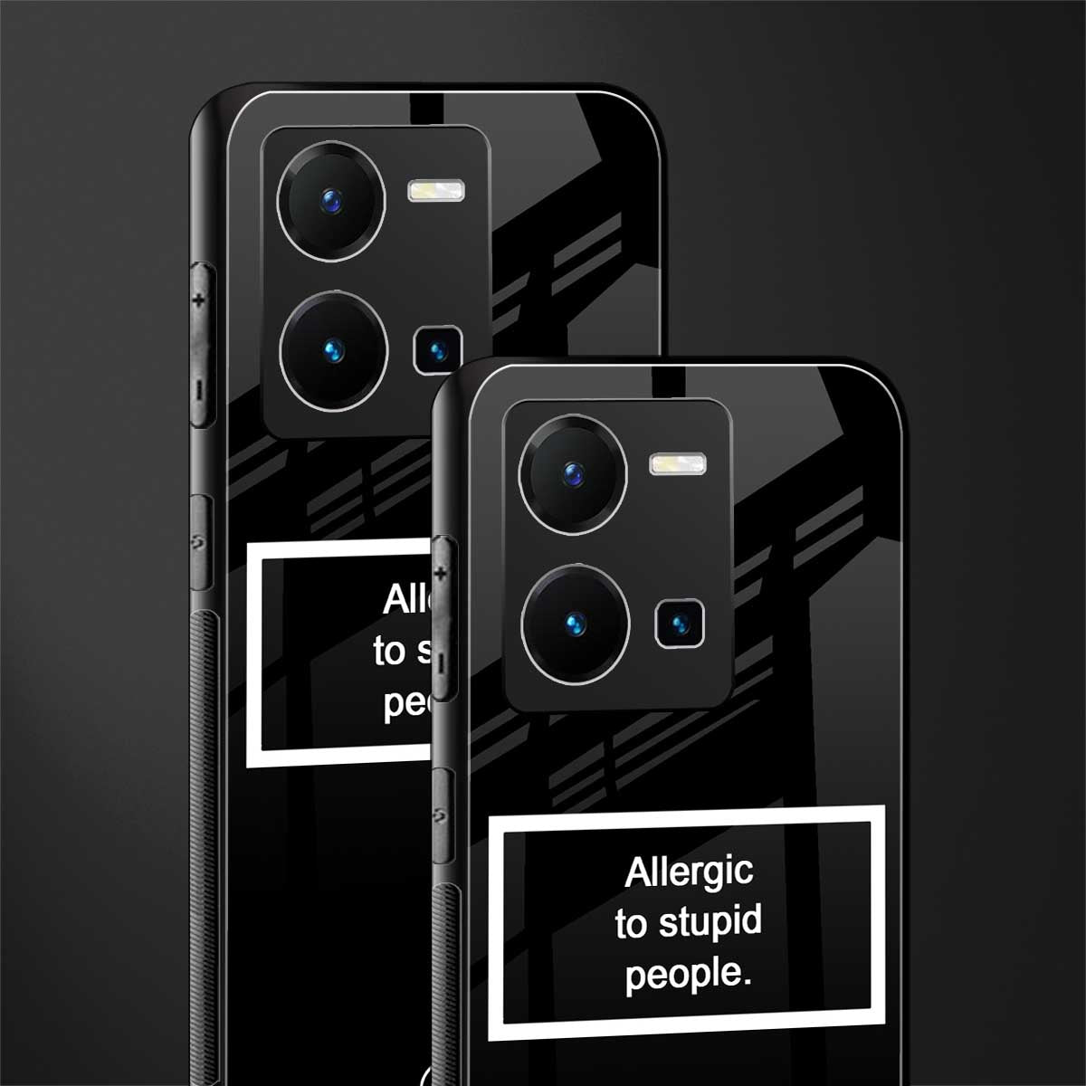 allergic to stupid people black back phone cover | glass case for vivo y35 4g
