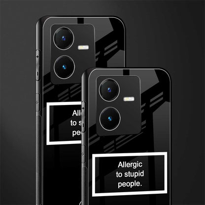 allergic to stupid people black back phone cover | glass case for vivo y22