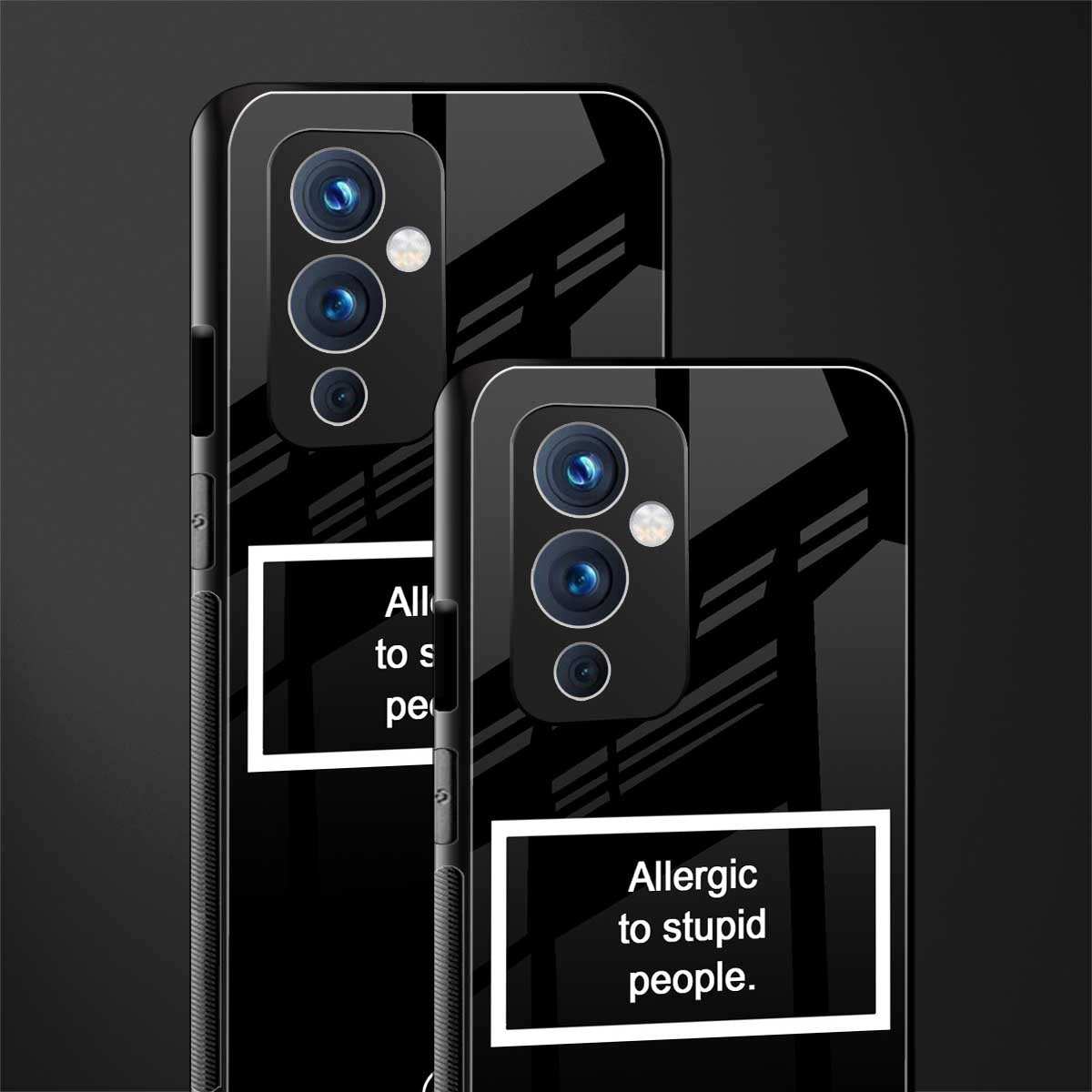 allergic to stupid people black back phone cover | glass case for oneplus 9