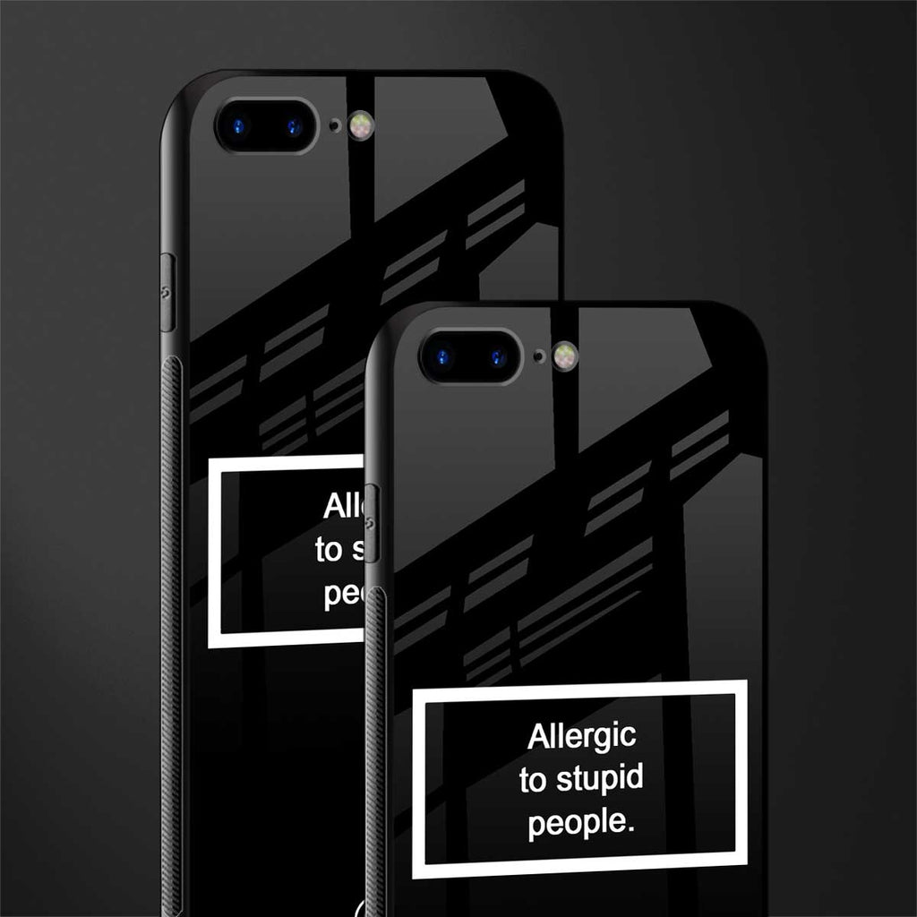 allergic to stupid people black glass case for iphone 8 plus image-2