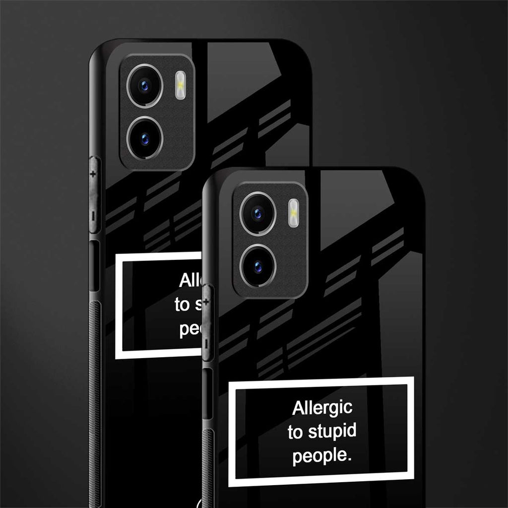 allergic to stupid people black back phone cover | glass case for vivo y72
