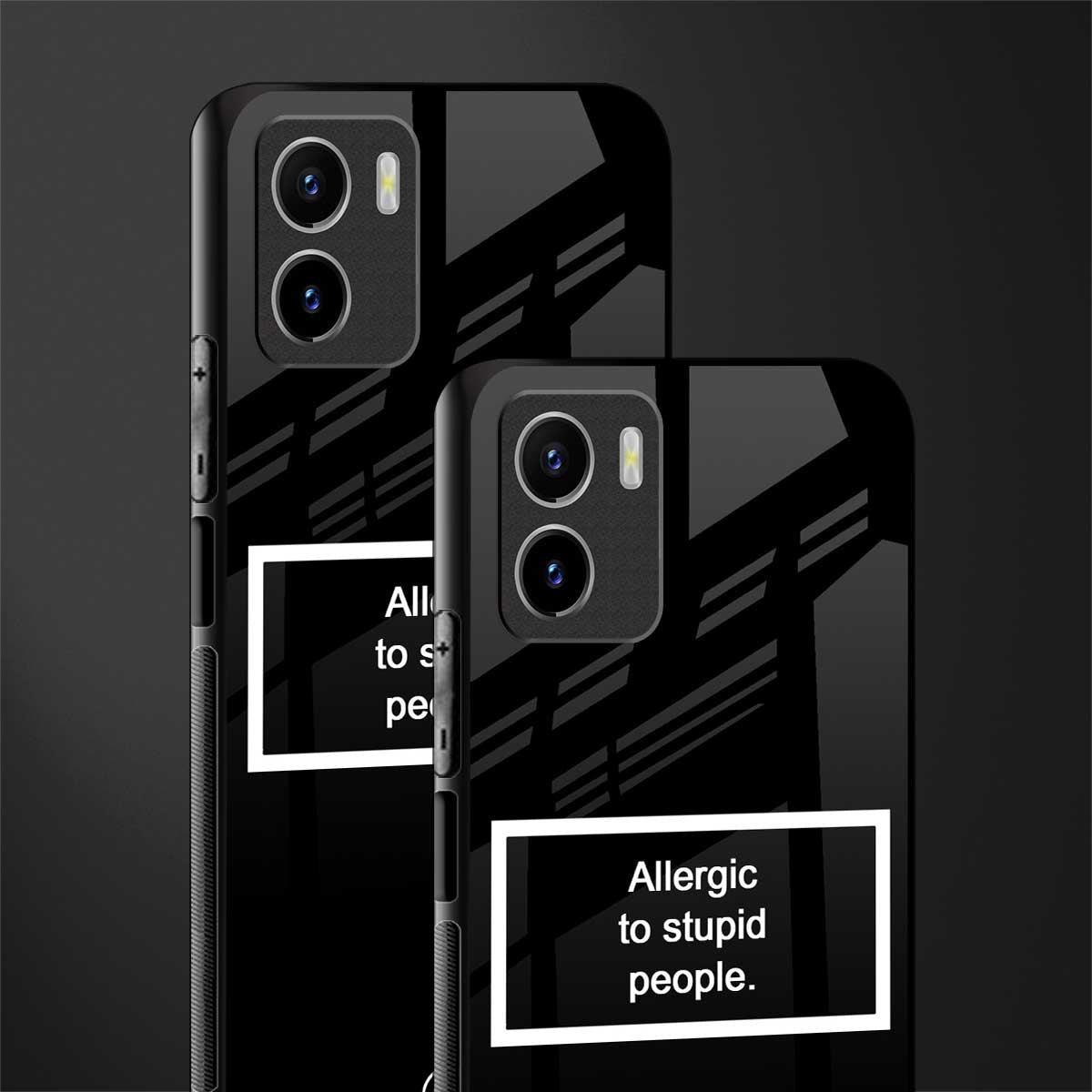 allergic to stupid people black back phone cover | glass case for vivo y72