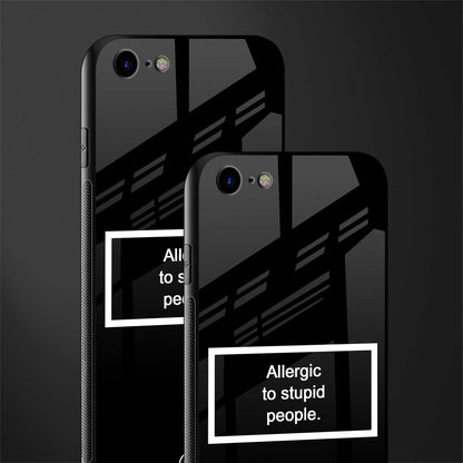 allergic to stupid people black glass case for iphone 7 image-2