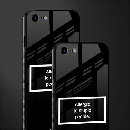 allergic to stupid people black glass case for iphone 8 image-2