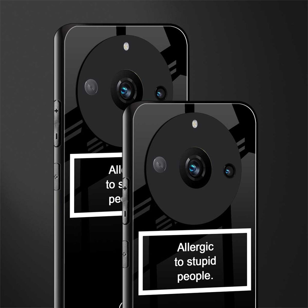 allergic to stupid people black back phone cover | glass case for realme 11 pro 5g