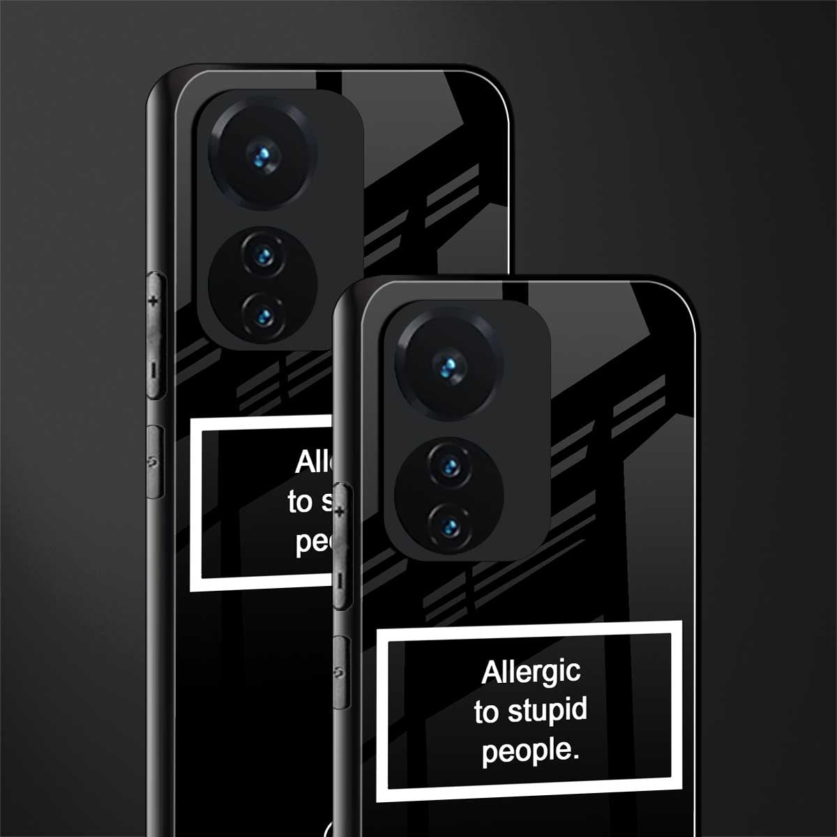 allergic to stupid people black back phone cover | glass case for vivo t1 44w 4g