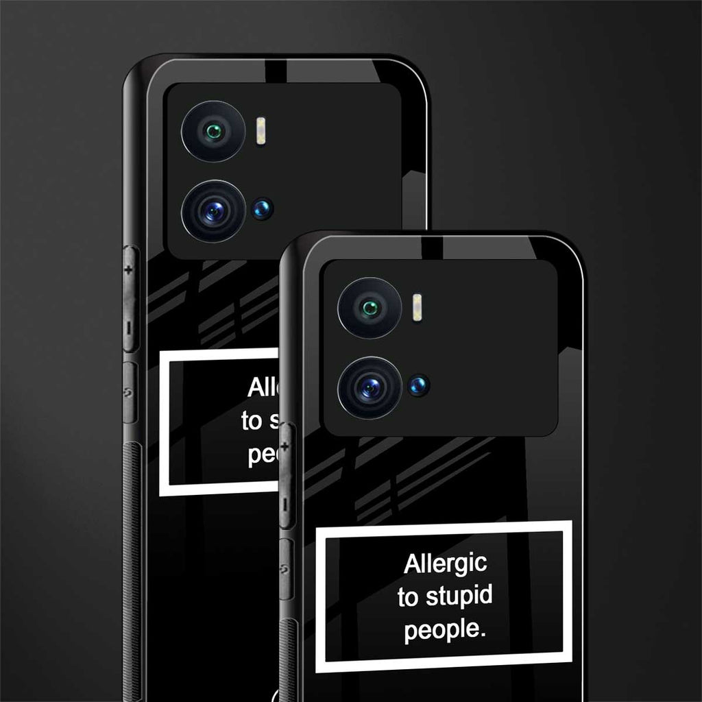 allergic to stupid people black back phone cover | glass case for iQOO 9 Pro