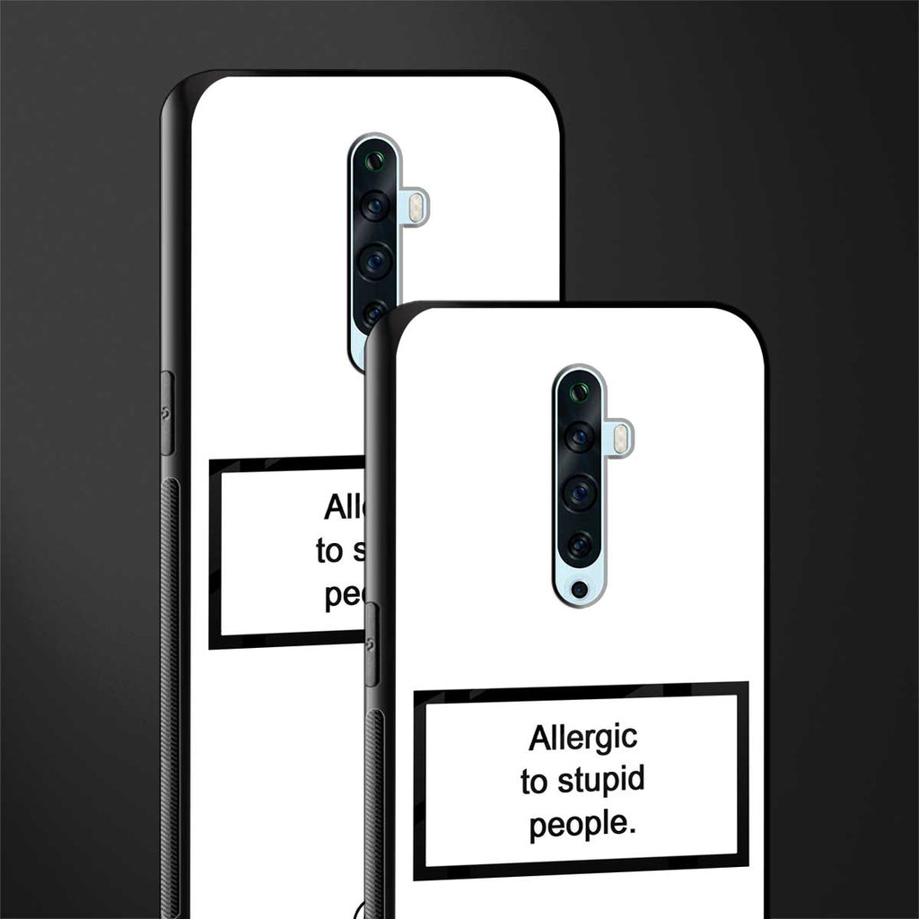 allergic to stupid people white glass case for oppo reno 2f image-2
