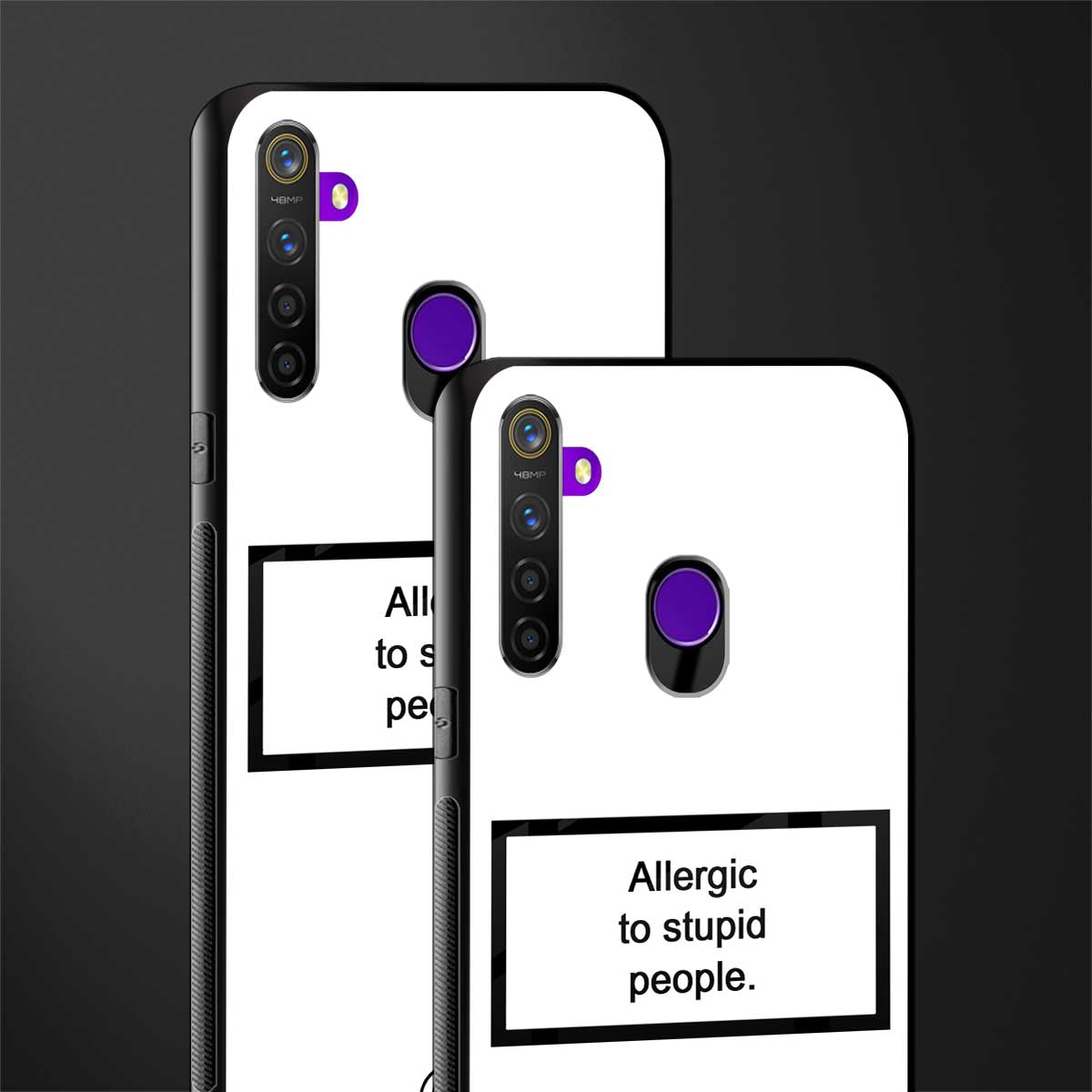 allergic to stupid people white glass case for realme 5 image-2