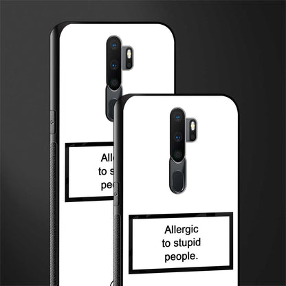 allergic to stupid people white glass case for oppo a5 2020 image-2