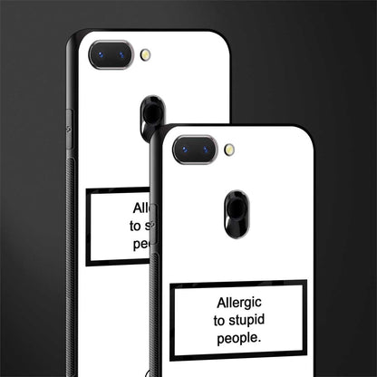 allergic to stupid people white glass case for oppo a5 image-2