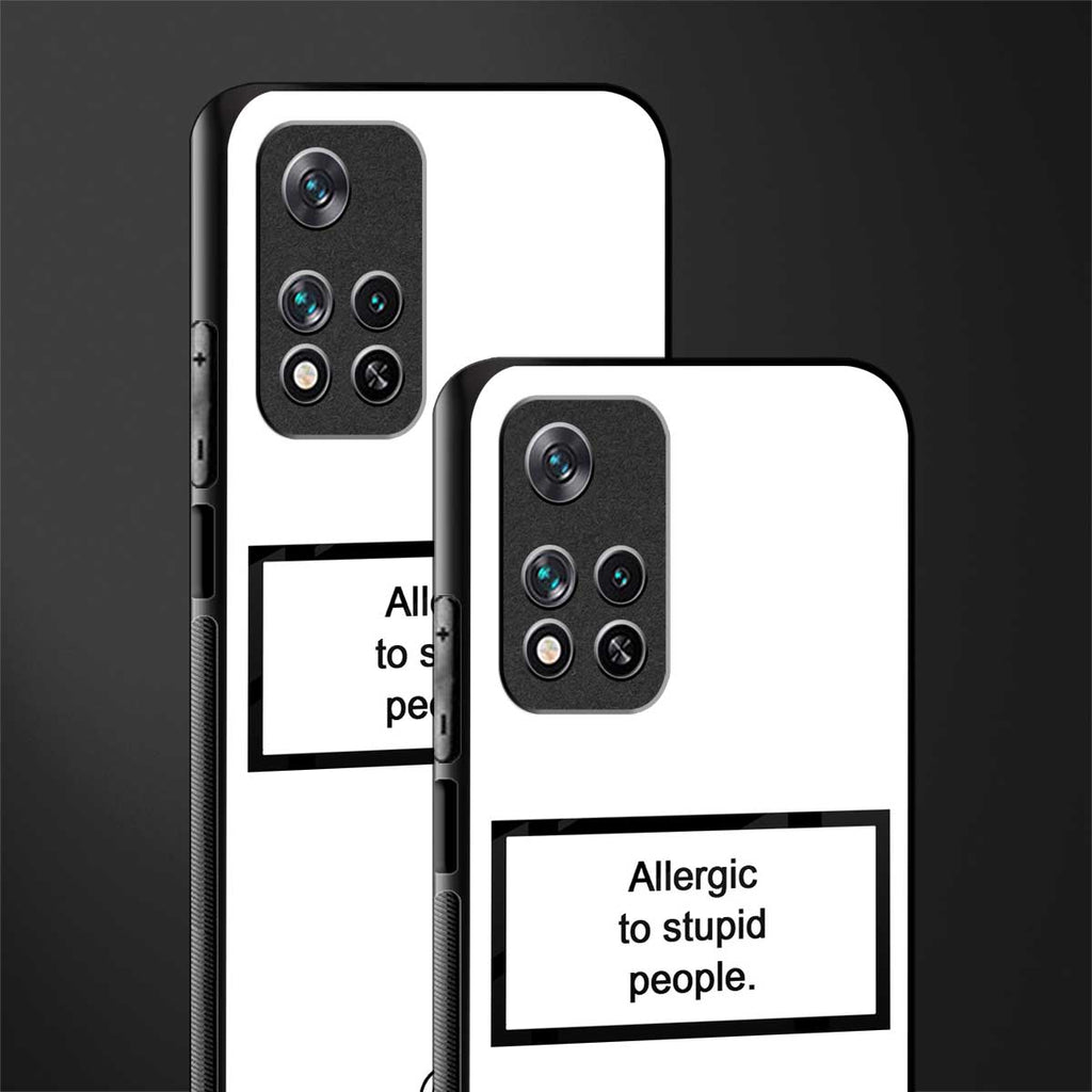 allergic to stupid people white glass case for xiaomi 11i 5g image-2