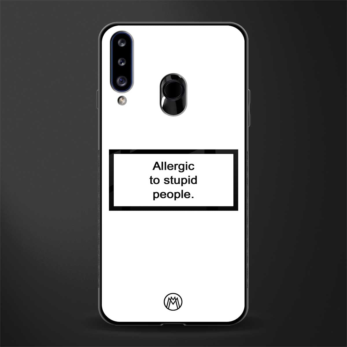 allergic to stupid people white glass case for samsung galaxy a20s image
