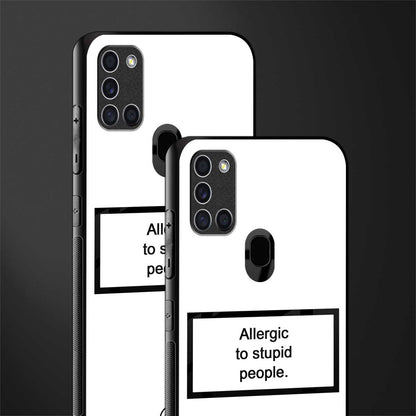 allergic to stupid people white glass case for samsung galaxy a21s image-2