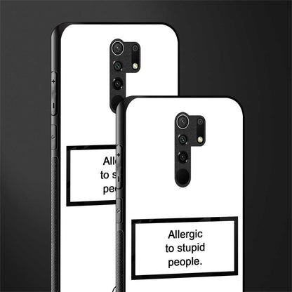 allergic to stupid people white glass case for redmi 9 prime image-2