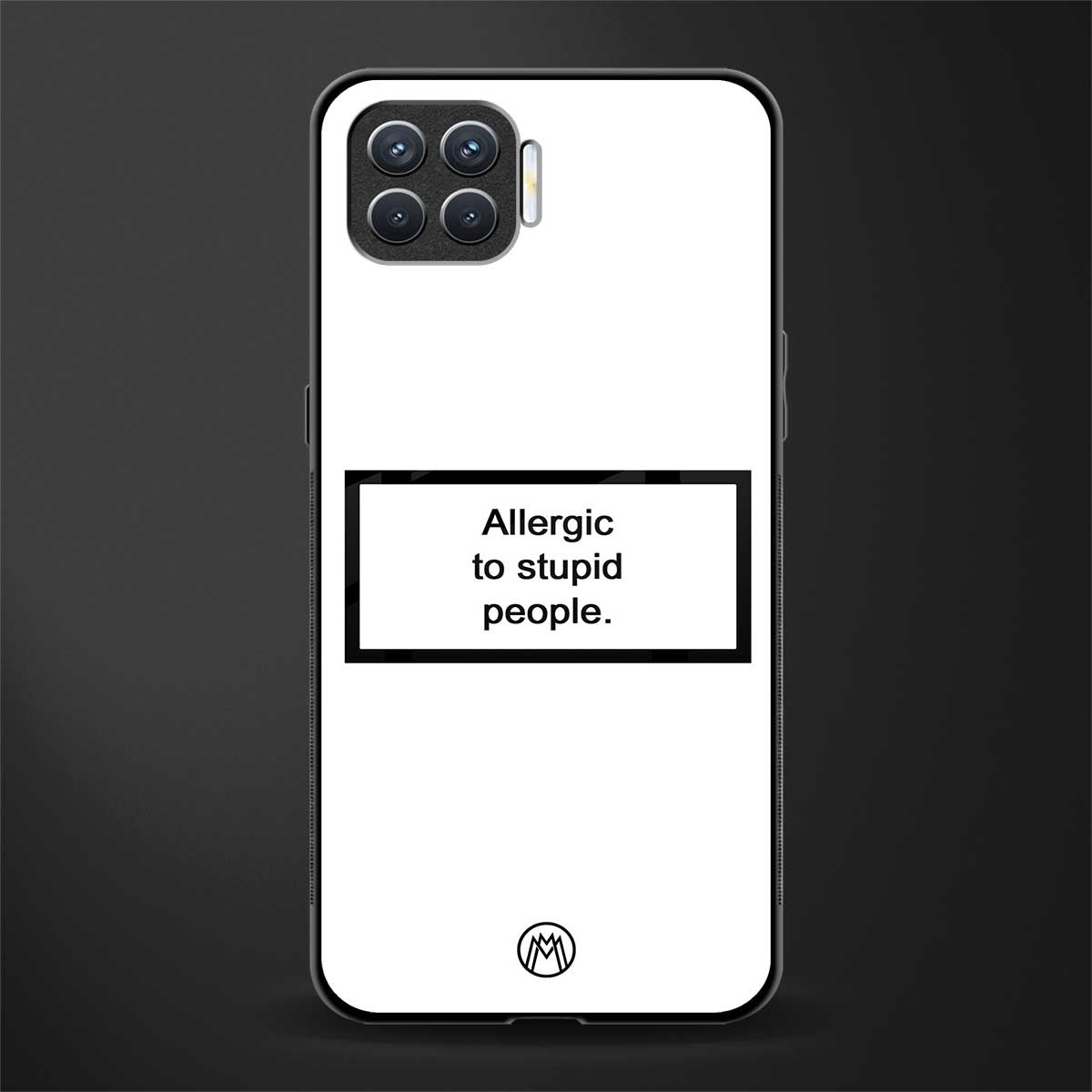 allergic to stupid people white glass case for oppo f17 image