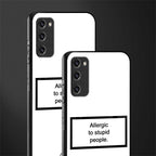 allergic to stupid people white glass case for samsung galaxy s20 fe image-2