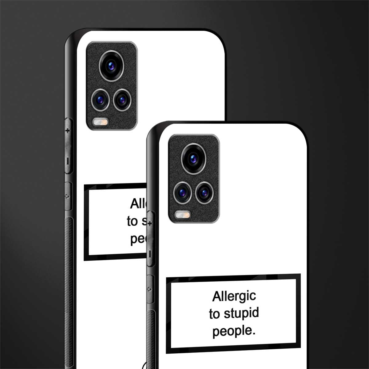 allergic to stupid people white glass case for vivo v20 pro image-2