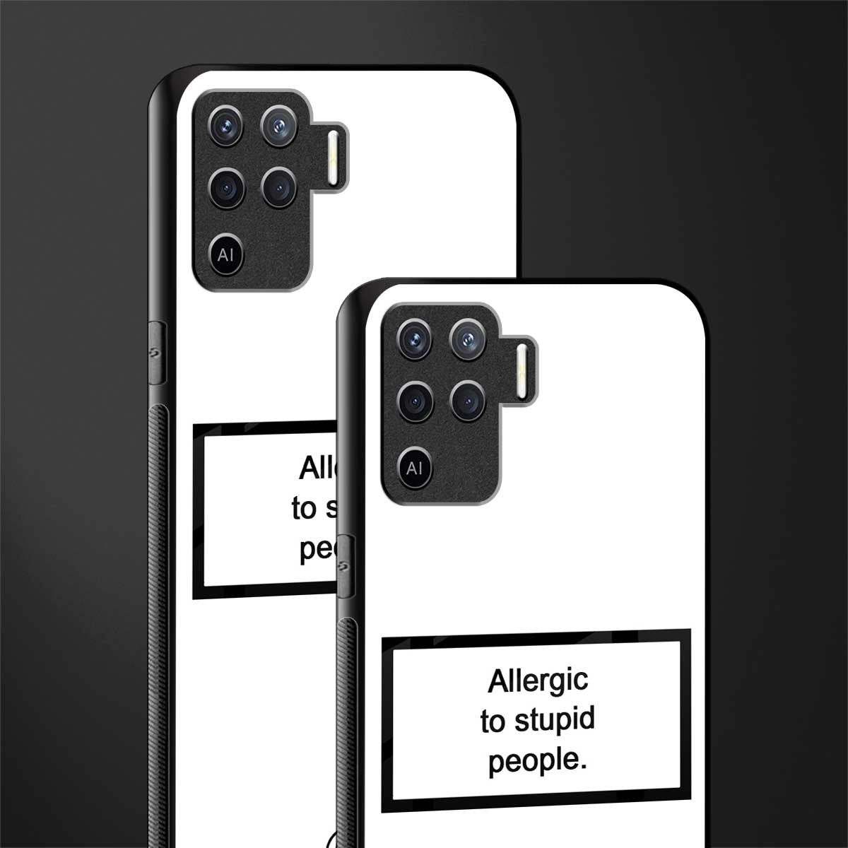 allergic to stupid people white glass case for oppo f19 pro image-2