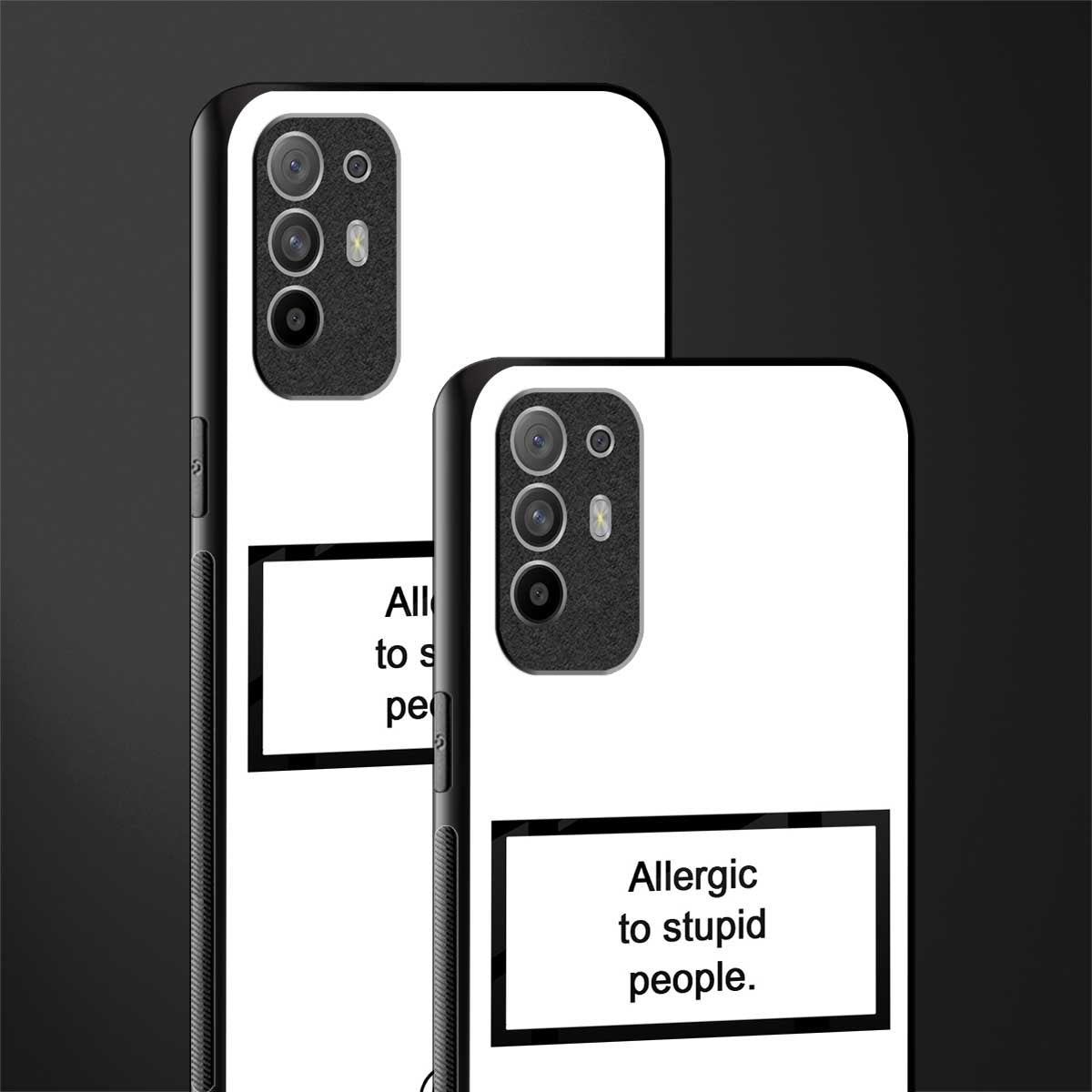 allergic to stupid people white glass case for oppo f19 pro plus image-2